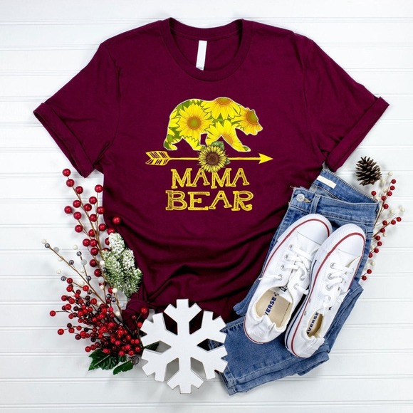 Mama Bear Shirt, Sunflower Shirt, Mothers Day Gift, Mom Sunflower Shirt - Picture 1 of 2